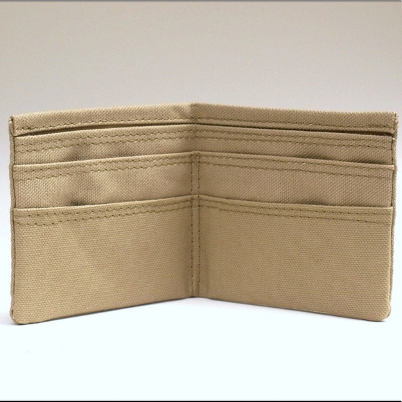 Men’s Wallet bifold army green with genuine leather corners - Picture 3 of 5